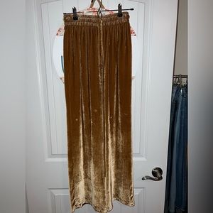 Gold Velvet Flared Pants